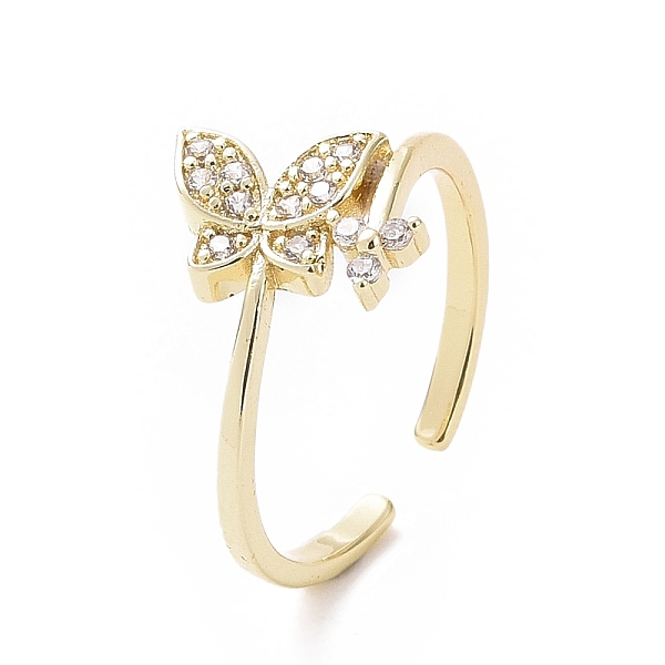 

PandaHall Clear Cubic Zirconia Butterfly with Flower Open Cuff Ring, Brass Jewelry for Women, Golden, US Size 7(17.3mm) Brass+Cubic Zirconia...
