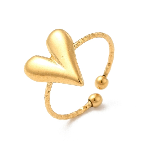 

PandaHall Ion Plating(IP) 304 Stainless Steel Heart Open Cuff Ring for Women, Real 18K Gold Plated, US Size 7 3/4(17.9mm) 304 Stainless...