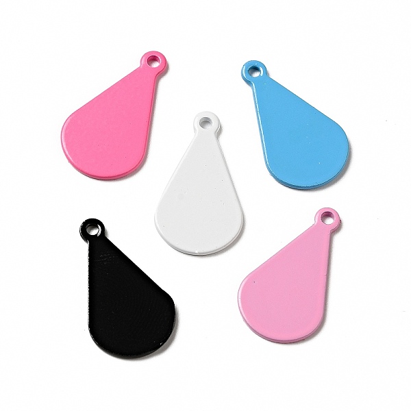 

PandaHall Spray Painted 201 Stainless Steel Pendants, Teardrop Charm, Mixed Color, 19x11x1mm, Hole: 1.4mm 201 Stainless Steel Teardrop..., Multicolor