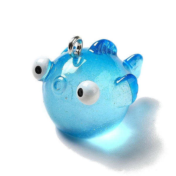 

PandaHall Marine Series Transparent Resin Pendants, Fish Charm, with Platinum Plated Iron Findings, Deep Sky Blue, 18.5x19x22.5mm, Hole: 2mm...