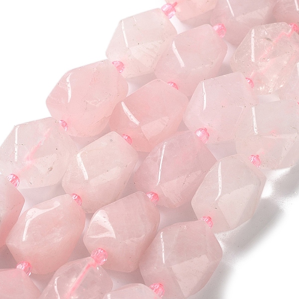 

PandaHall Natural Rose Quartz Beads Strands, with Seed Beads, Faceted, Rhombus, 17~21x13~16x12~15mm, Hole: 1.2~1.4mm, about 18~19pcs/strand...