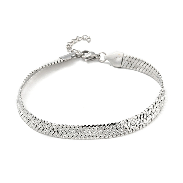

PandaHall 304 Stainless Steel Herringbone Chain Bracelet, Stainless Steel Color, 8-1/4 inch(21cm) 304 Stainless Steel