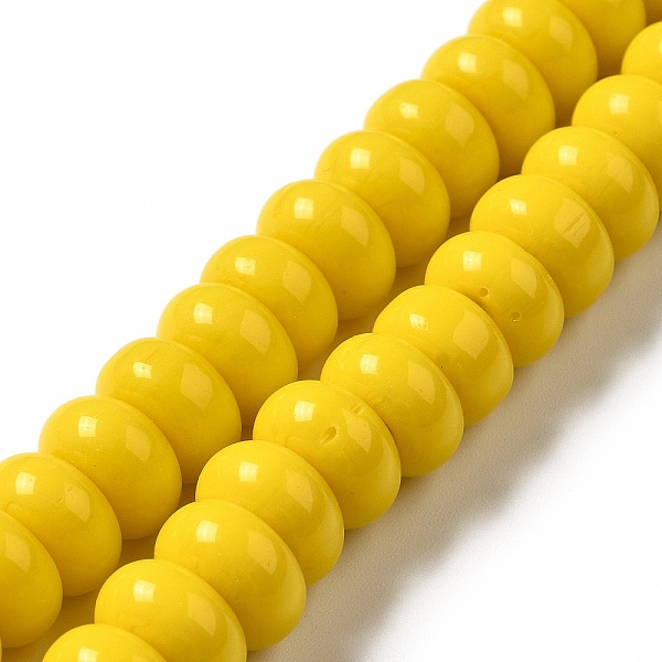 

PandaHall Handmade Lampwork Beads Strands, Rondelle, Gold, 9~10x4.5~5mm, Hole: 2.5~3mm, about 68~71pcs/strand, 14.17~16.14 inch(36~41cm)...