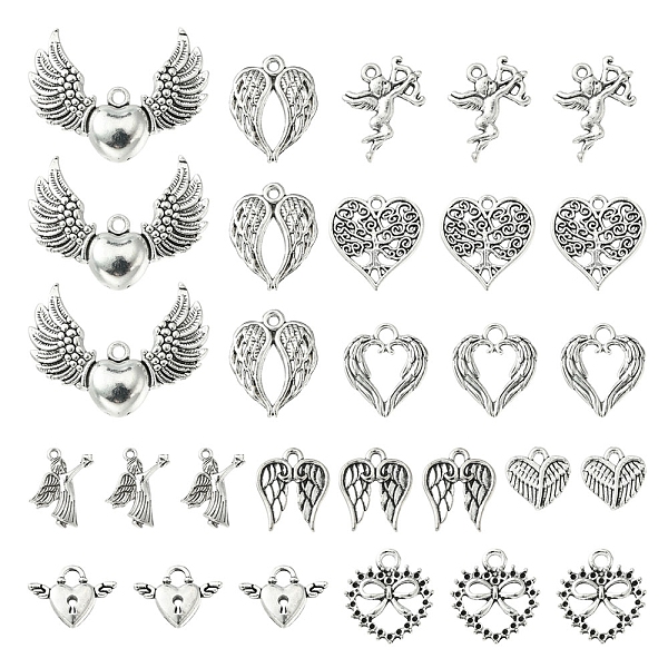 

PandaHall 50Pcs 10 Style Tibetan Style Alloy Pendants, Mixed Shapes, Antique Silver, 13~28.5x13~36.5x1.5~5mm, Hole: 1.2~3.3mm, 5pcs/style...