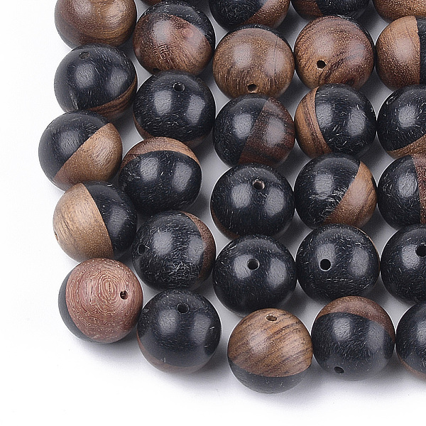 

PandaHall Resin & Wood Beads, Round, Black, 15~15.5mm, Hole: 1.6mm Resin+Wood Round Black