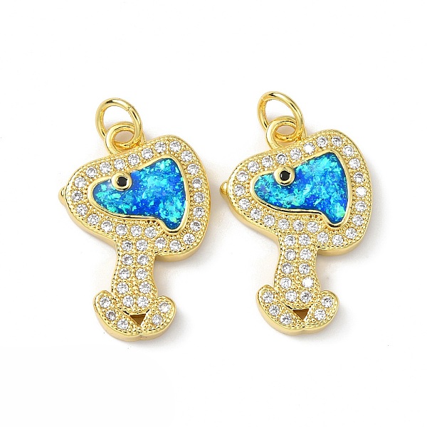 

PandaHall Brass Micro Pave Cubic Zirconia Pendants, with Synthetic Opal and Jump Ring, Real 16K Gold Plated, 20x14x3mm, Hole: 3.5mm..., Clear