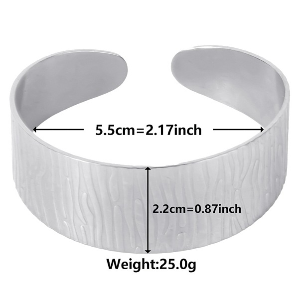 

PandaHall Stylish European and American Texture 304 Stainless Steel Cuff Bangles for Women Stainless Steel