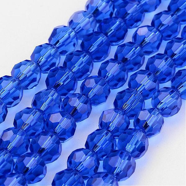 

PandaHall Transparent Glass Bead Strands, Imitate Austrian Crystal, Faceted(32 Facets), Round, Blue, 10mm, Hole: 1mm, about 65~68pcs/strand...