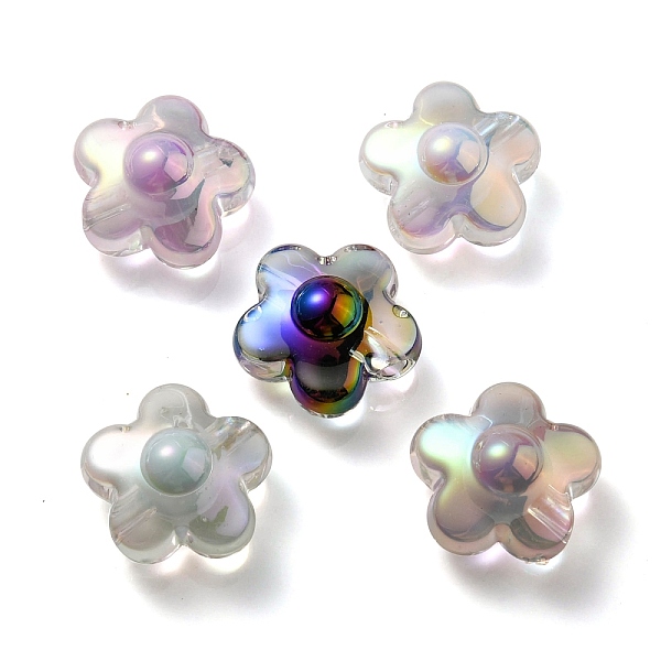 

PandaHall UV Plating Rainbow Iridescent Transparent Acrylic Beads, Two Tone, Flower, Mixed Color, 17x17x9mm, Hole: 2.7mm Acrylic Flower..., Multicolor