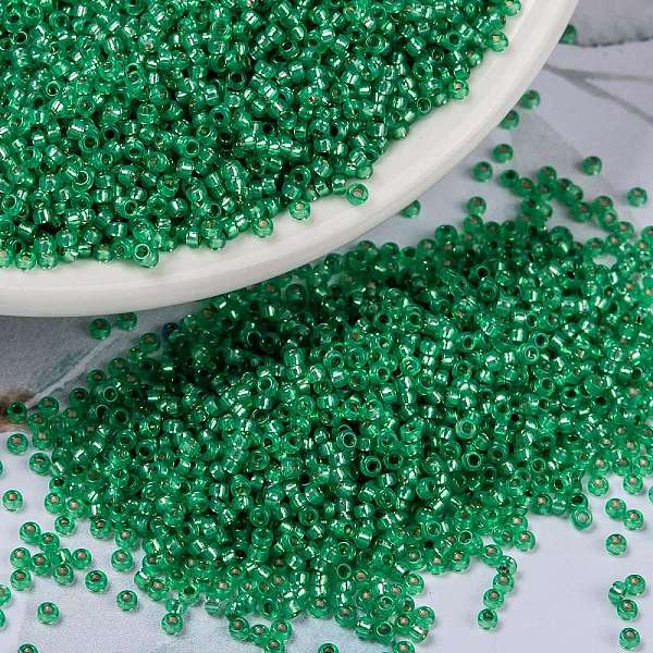 

PandaHall MIYUKI Round Rocailles Beads, Japanese Seed Beads, 15/0, (RR646) Dyed Dark Mint Green Silverlined Alabaster, 1.5mm, Hole: 0.7mm...
