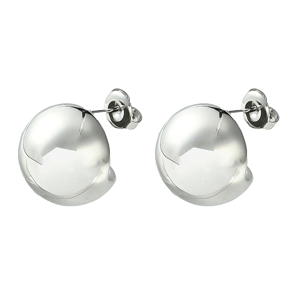 

PandaHall 304 Stainless Steel Round Stud Earrings, Half Hoop Earrings, Stainless Steel Color, 15.5x16mm 304 Stainless Steel Round