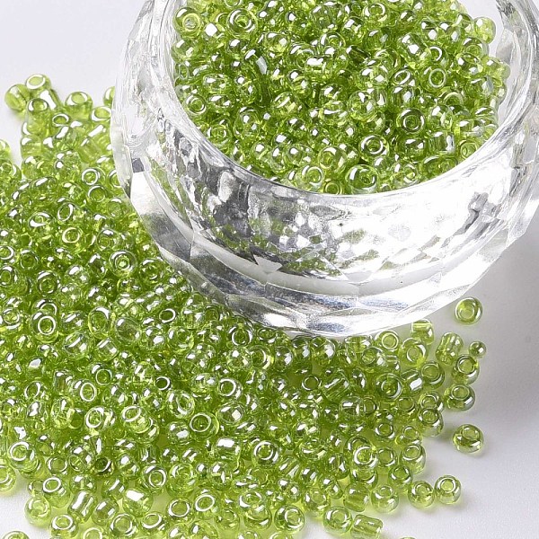 

PandaHall Glass Seed Beads, Trans. Colours Lustered, Round, Yellow Green, 2mm, Hole: 1mm, 30000pcs/pound Glass Green
