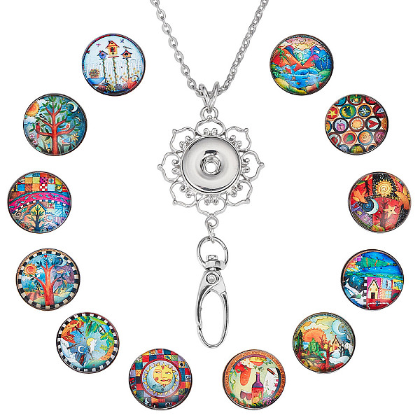 

PandaHall SUNNYCLUE DIY Great Harvest Theme Interchangeable Snap Button Office Lanyard Making Kit, Including Alloy Rhinestone Snap Keychain..., Multicolor