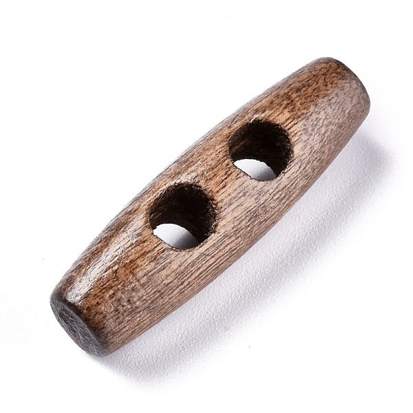 

PandaHall Natural Wood Buttons, Horn Toggle Buttons, 2-Hole, for Sewing Accessories, Coconut Brown, 40x11mm, Hole: 6mm Wood Rice Brown