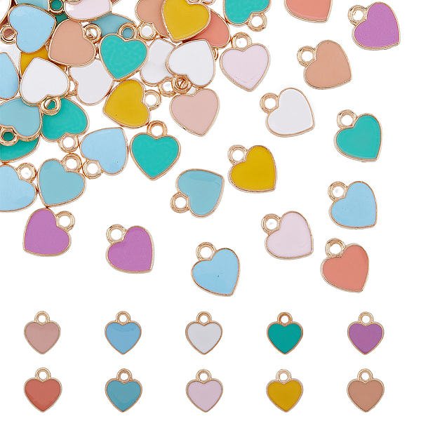 

PandaHall HOBBIESAY 100Pcs 10 Colors Alloy Enamel Charms, Heart, Light Gold, Mixed Color, 12x10x2mm, Hole: 2mm, 10pcs/color Alloy+Enamel..., Multicolor