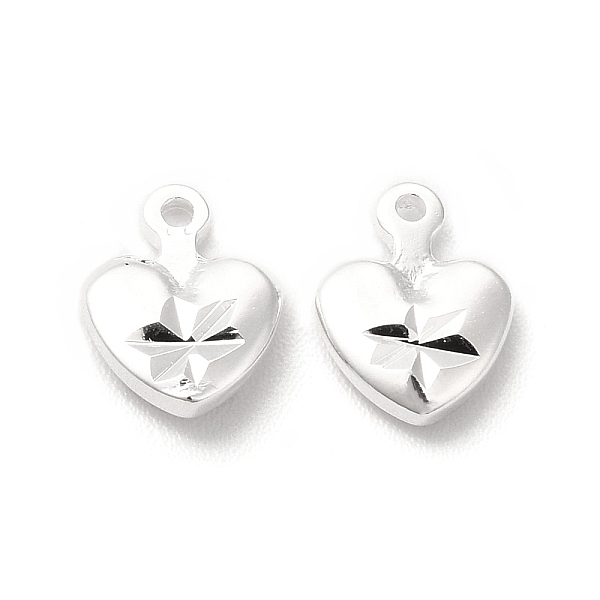 

PandaHall Brass Charms, Cadmium Free & Lead Free, Heart Charm, 925 Sterling Silver Plated, 9x6.5x2mm, Hole: 0.5mm Brass Heart