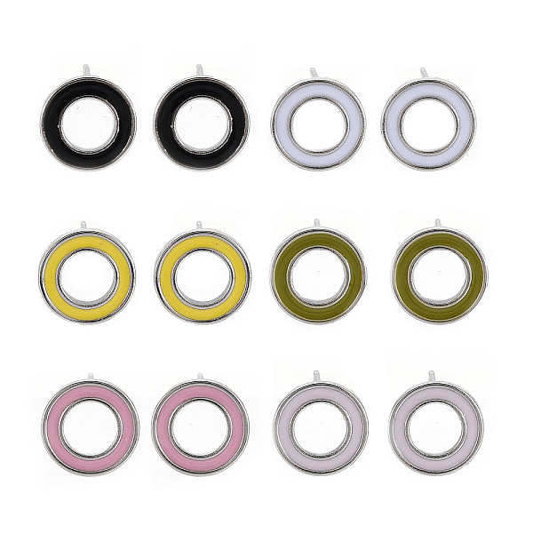 

PandaHall Brass with Enamel Stud Earring Findings, with Loop, Nickel Free, Flat Round, Platinum, Mixed Color, 12mm, Hole: 0.9mm, Pin: 0.6mm..., Multicolor