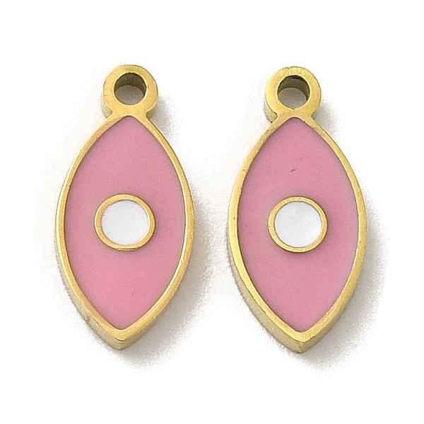 

PandaHall Ion Plating(IP) 316L Surgical Stainless Steel Pendants, with Enamel, Real 18K Gold Plated, Evil Eye Charm, Pink, 10.5x5x1.5mm...