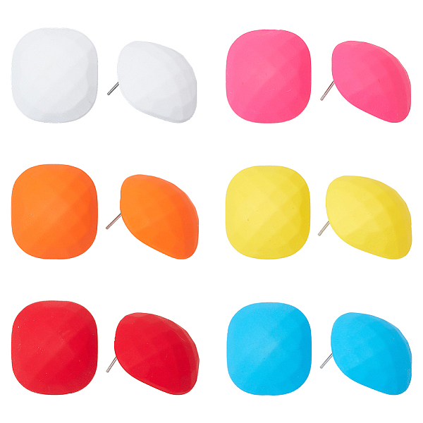 

PandaHall ANATTASOUL 6 Pairs 6 Colors Textured Rectangle Acrylic Stud Earrings with 304 Stainless Steel Pins for Women, Mixed Color..., Multicolor