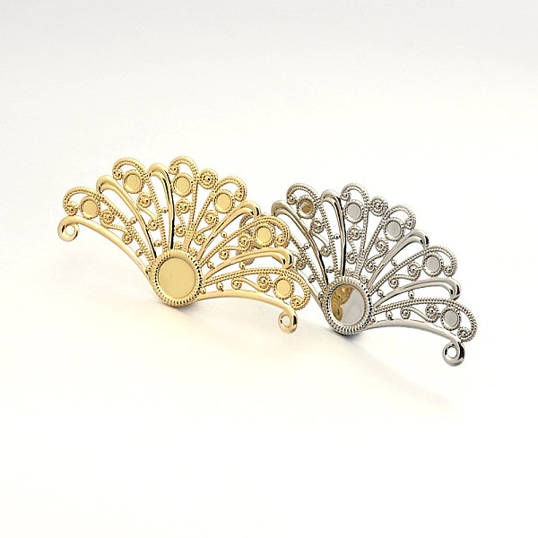 

PandaHall Fan Shaped Brass Filigree Pendant Flat Round Bezel Cabochon Settings, Mixed Color, 29x56x1mm, Hole: 1.5mm Brass Fan