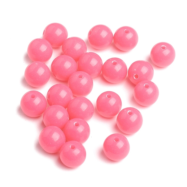

PandaHall Fluorescent Acrylic Beads, Round, Hot Pink, 10mm, Hole: 2mm, about 850pcs/500g Acrylic Round Pink