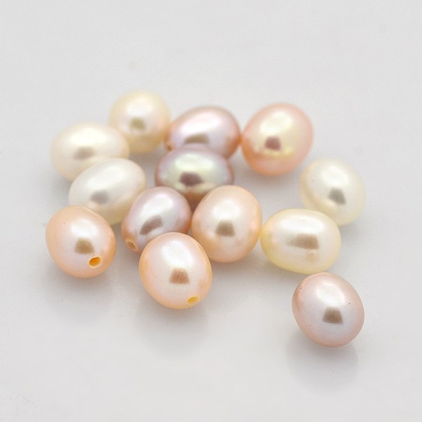 

PandaHall Natural Cultured Freshwater Pearl Beads, Half Drilled, Rice, Grade AAA, Mixed Color, 8x6~6.5mm, Hole: 1mm Pearl Rice Multicolor