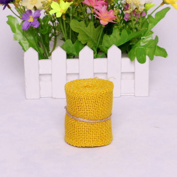 

PandaHall Lace Linen Rolls, Jute Ribbons For Craft Making, Yellow, 60mm, 2m/roll Jute None Yellow