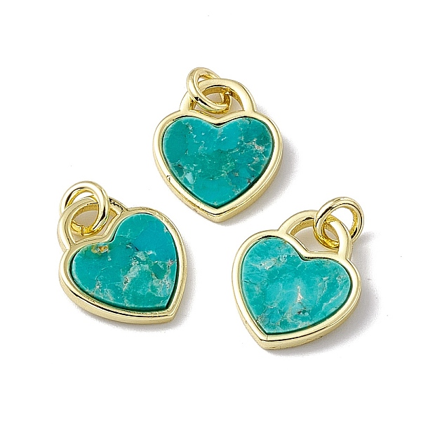 

PandaHall Natural Turquoise Heart Charms, with Rack Plating Golden Tone Brass Findings, Cadmium Free & Lead Free, 14x12x2mm, Hole: 3mm...
