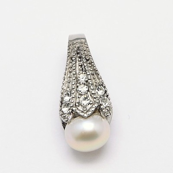 

PandaHall 316L Surgical Stainless Steel Pendants, with Natural Cultured Freshwater Pearl Beads and Cubic Zirconia, teardrop, Mixed Style..., Multicolor