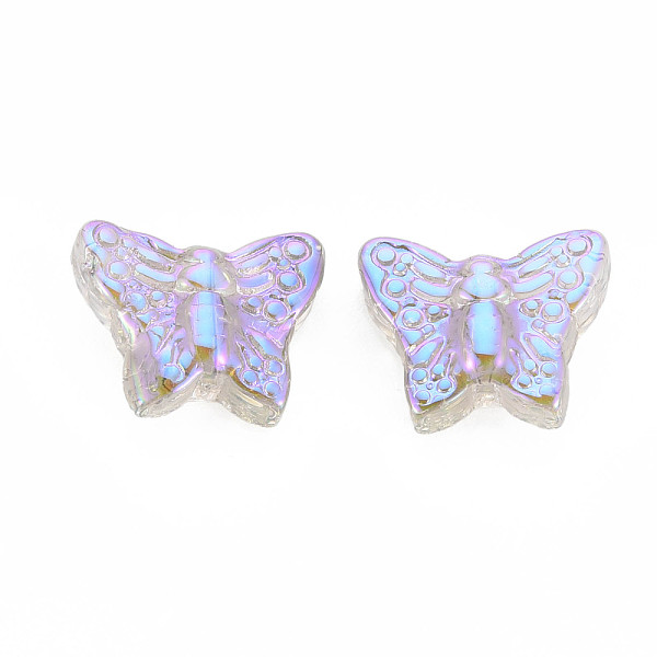 

PandaHall Electroplate Transparent Glass Beads, Half Plated, Butterfly, Medium Orchid, 12.5x15.5x6mm, Hole: 1mm Glass Butterfly