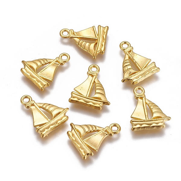 PandaHall Tibetan Style Alloy Pendants, Sailing Boat Charms, Lead Free and Cadmium Free, Golden, about 20mm long,16.5mm wide,2mm thick, hole...