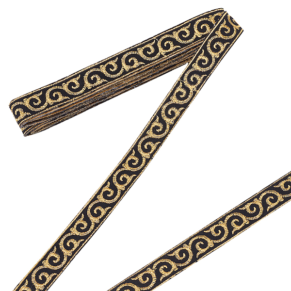 

PandaHall PH 4 Yards Woven Jacquard Ribbon, 0.82inch Wide Hot Adhesive Cloud Pattern Trim Embroideried Lace Trim Floral Ribbon Fabric Trim..., Gold