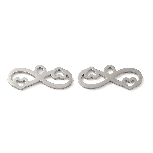 

PandaHall 304 Stainless Steel Pendants, Laser Cut, Infinity with Heart Charm, Stainless Steel Color, 6x16x1mm, Hole: 1.5mm 304 Stainless...