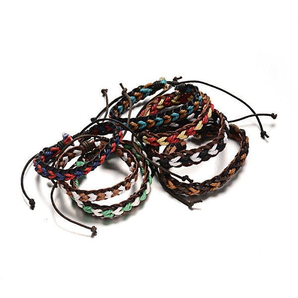 

PandaHall Adjustable Braided Leather Cord Bracelets, with Cords, Mixed Color, 57mm, 13x8mm Leather Multicolor