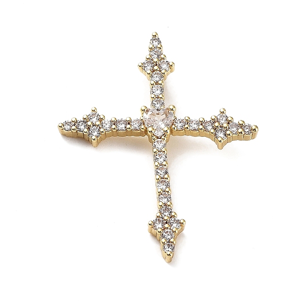 

PandaHall Rack Plating Brass Micro Pave Cubic Zirconia Pendants, Cross Charms, Long-Lasting Plated, Cadmium Free & Lead Free, Real 18K Gold..., Clear