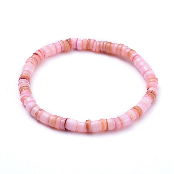 

PandaHall Natural Shell Stretch Beaded Bracelets, Dyed, Nuggets, Pink, Inner Diameter: 2-1/8 inch(5.3cm) Shell Pink