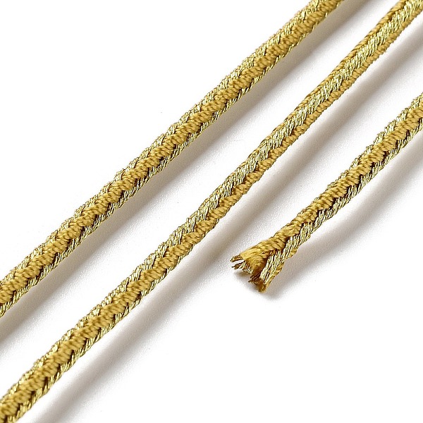 

PandaHall 14M Duotone Polyester Braided Cord, Round, Goldenrod, 2.5mm, about 15.31 Yards(14m)/Roll Polyester Gold