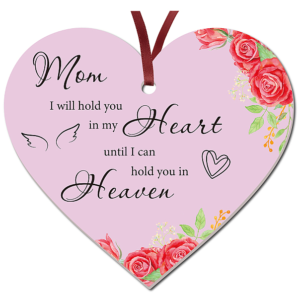 

PandaHall CRASPIRE 1Pc Acrylic Memorial Heart Big Pendants Decorations, with 40CM Double Face Satin Ribbon, Christmas Theme, Flower Pattern..., Pink