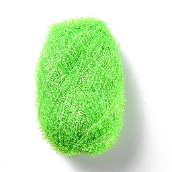 PandaHall Polyester Crochet Yarn, Sparkling Scrubby Yarn, for Dish Scrubbies, Dishcloth, Decorating Crafts Knitting, Spring Green...