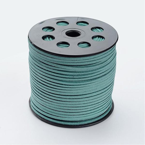 

PandaHall Faux Suede Cord, Faux Suede Lace, Light Sea Green, 2.7x1.4mm, about 98.42 yards(90m)/roll Faux Suede Blue