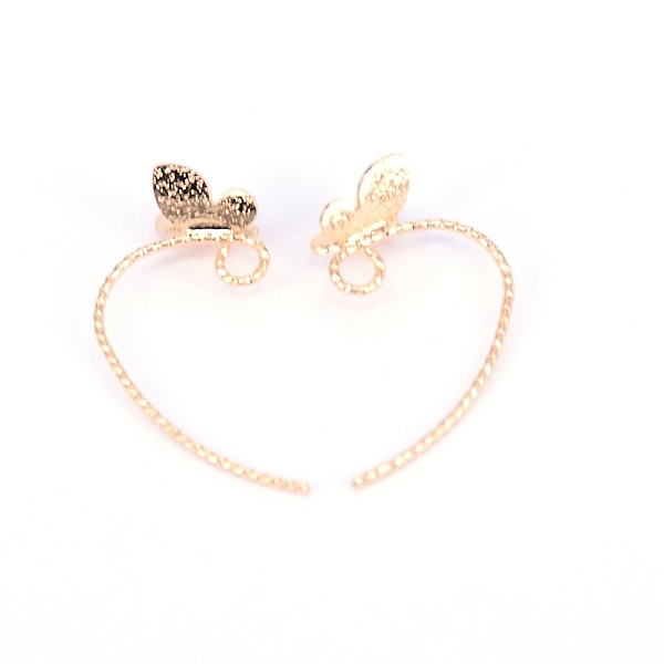 

PandaHall Brass Earring Hooks, Ear Wire, with Butterfly, Light Gold, 24.5x17.5x0.7mm, Hole: 2.5mm Brass