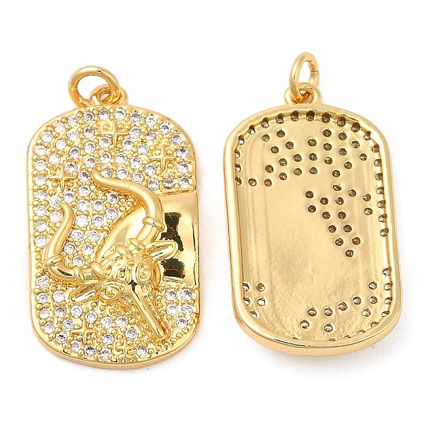 

PandaHall Brass Micro Pave Cubic Zirconia Pendants, Rectangle with Cattle Head, Real 18K Gold Plated, 23x13x3mm, Hole: 2.4mm Brass+Cubic..., Clear