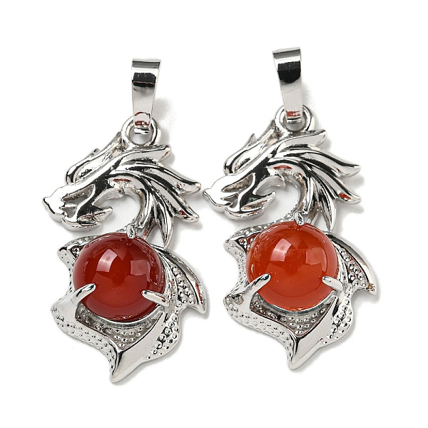 

PandaHall Dyed & Heated Natural Carnelian Pendants, Dragon Charms with Rack Plating Brass Findings, Platinum, Cadmium Free & Lead Free...
