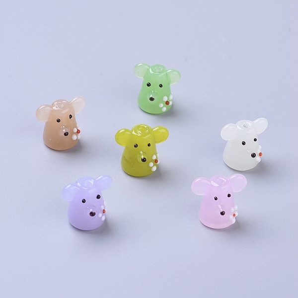 

PandaHall Handmade Lampwork Beads, Cartoon Mouse, Mixed Color, 18~20x16~20x14~16mm, Hole: 1.6mm Lampwork Mouse Multicolor