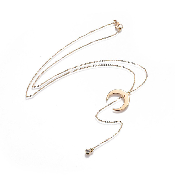 

PandaHall Brass Pendant Necklaces, with 304 Stainless Steel Findings and Cable Chains, Moon and Star, Golden, 16.33 inch(41.5cm), 15.31 inch...
