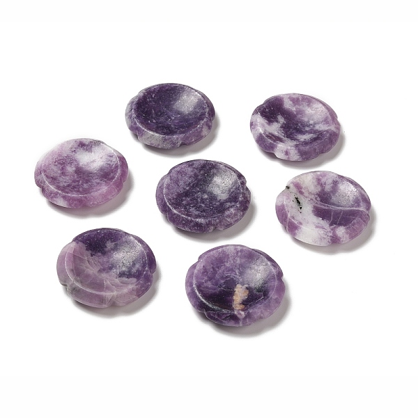 

PandaHall Natural Lepidolite Worry Stones, Flower Shape, 37.5~38x38x7~7.5mm Lepidolite Flower