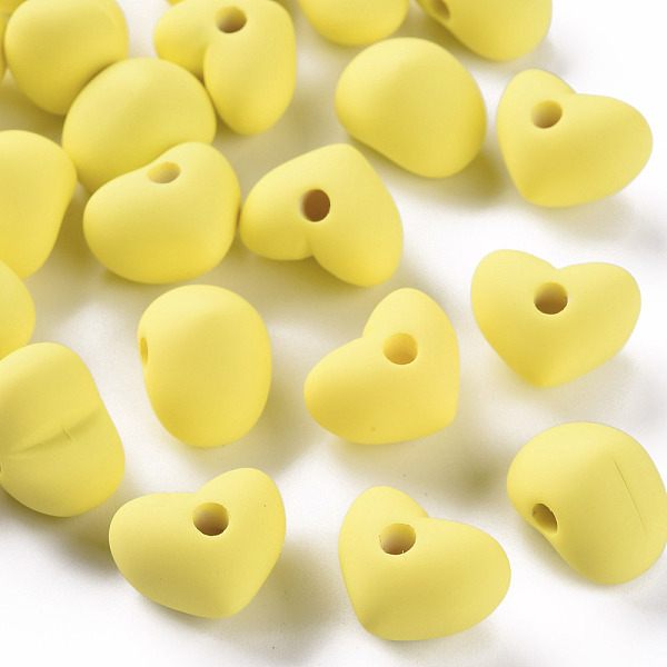 

PandaHall Acrylic Beads, Rubberized Style, Half Drilled Beads, Heart, Yellow, 14.5x18.5x13.5mm, Hole: 3.5mm Acrylic Heart Yellow