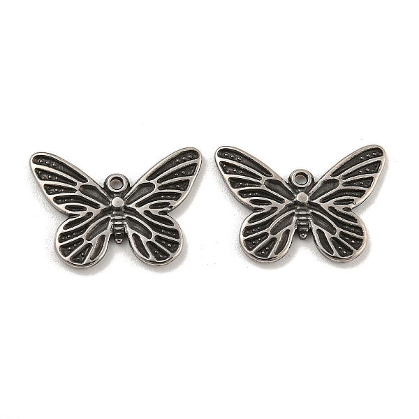

PandaHall 304 Stainless Steel Pendants, Butterfly Charm, Antique Silver, 11x15.5x1mm, Hole: 1mm 304 Stainless Steel Butterfly