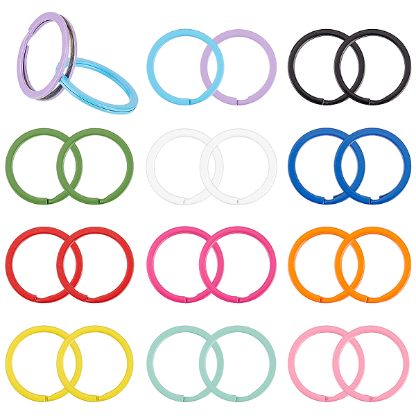 

PandaHall BENECREAT 36Pcs 12 Colors Spray-painted Iron Keychain Clasps, Rings, Mixed Color, 30x2.5mm, Inner Diameter: 24.7mm, 3pcs/color..., Multicolor