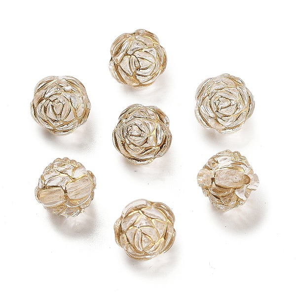 

PandaHall Metal Enlaced Transparent Acrylic Beads, Golden Plated, Rose, Gold, 10x10x10mm, Hole: 1mm, about 1000Pcs/500G Acrylic Flower Gold